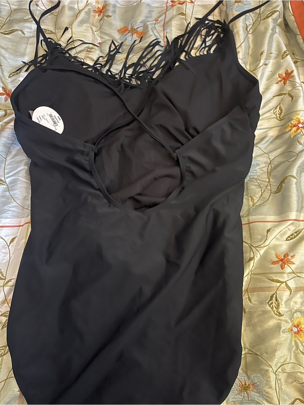 Black Fringe Detail Slip Dress